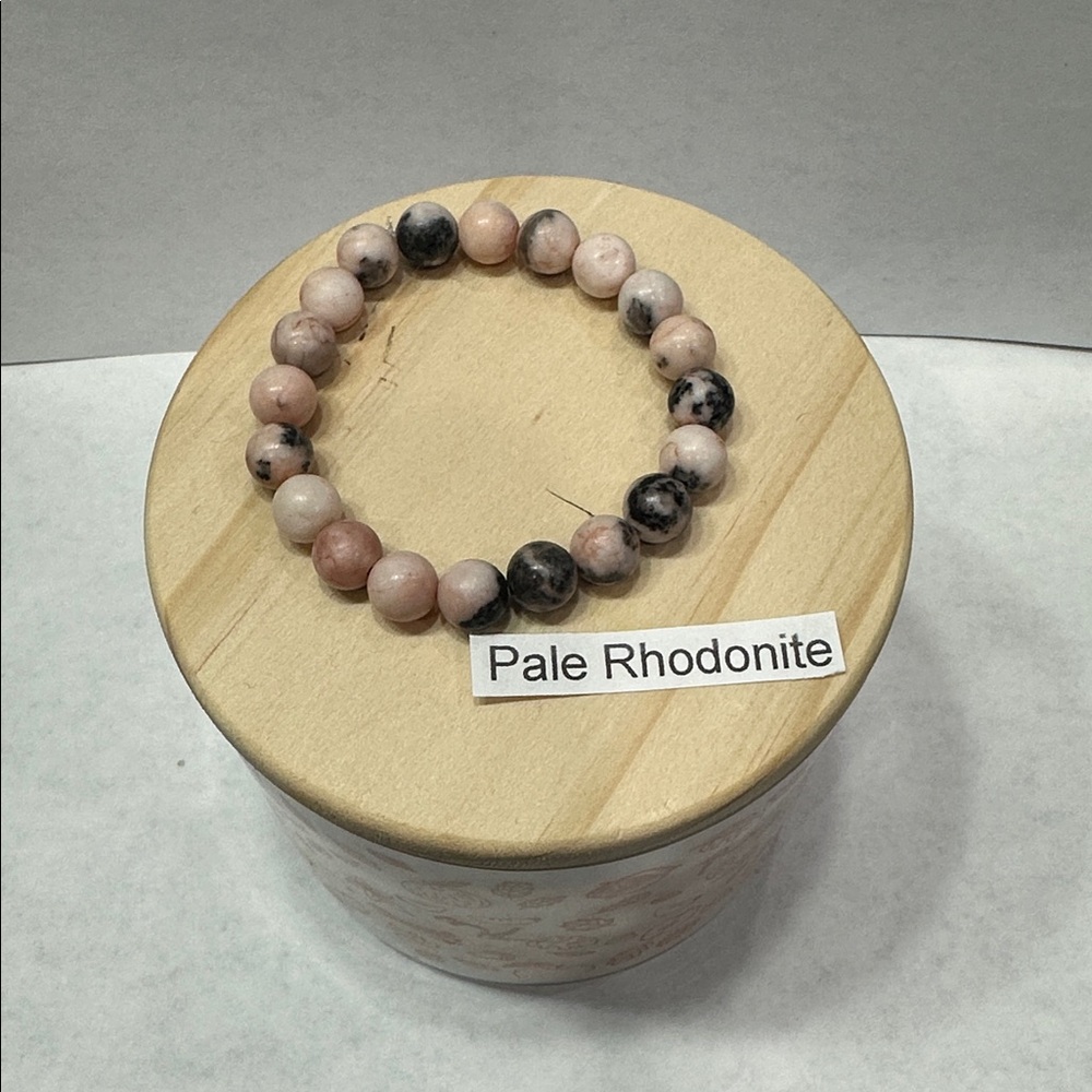Pale Rhodonite Beaded Bracelet